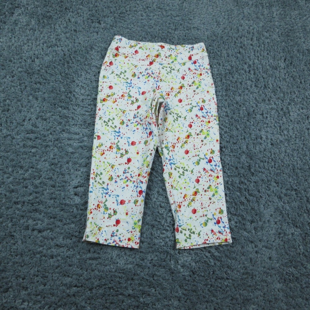 Krazy Larry Pants Womens 4 Stretch Crop Splatter Pull On USA Multicolor 28x19*